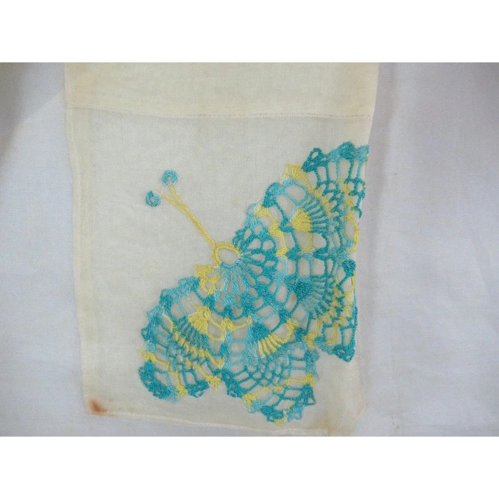 Vintage Half Hostess Apron Lot Satin Sheer Flocked Crochet Butterfly